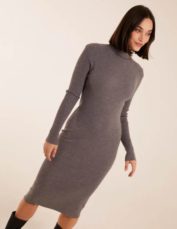 Ribbed Roll Neck Midi Dress sold by Blue Vanilla