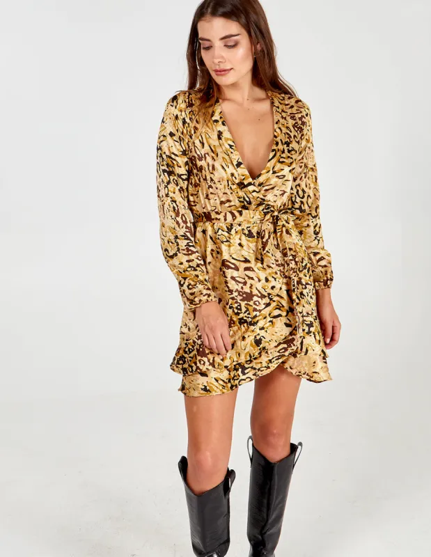 Animal Collared Wrap Dress sold by Blue Vanilla