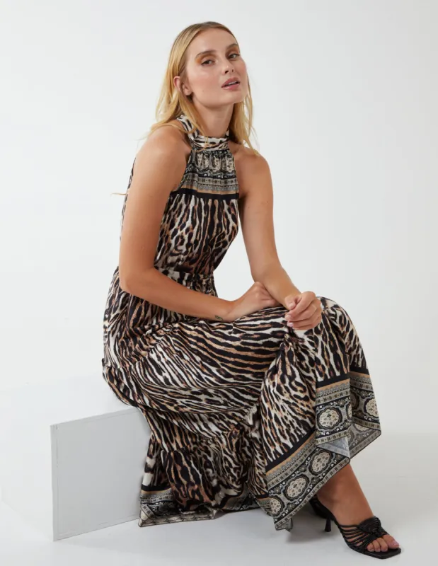 Halterneck Leopard Print Maxi Dress sold by Blue Vanilla