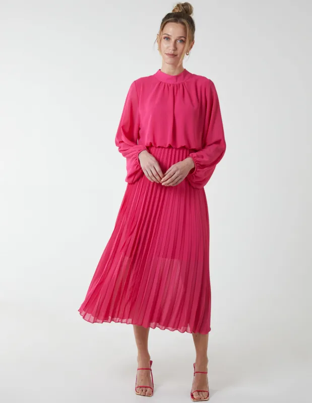 High Neck Pleated Midi Dress sold by Blue Vanilla