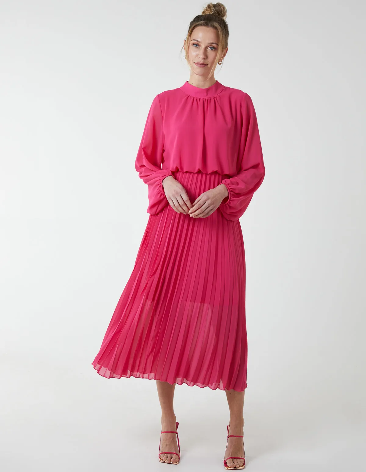 High Neck Pleated Midi Dress sold by Blue Vanilla