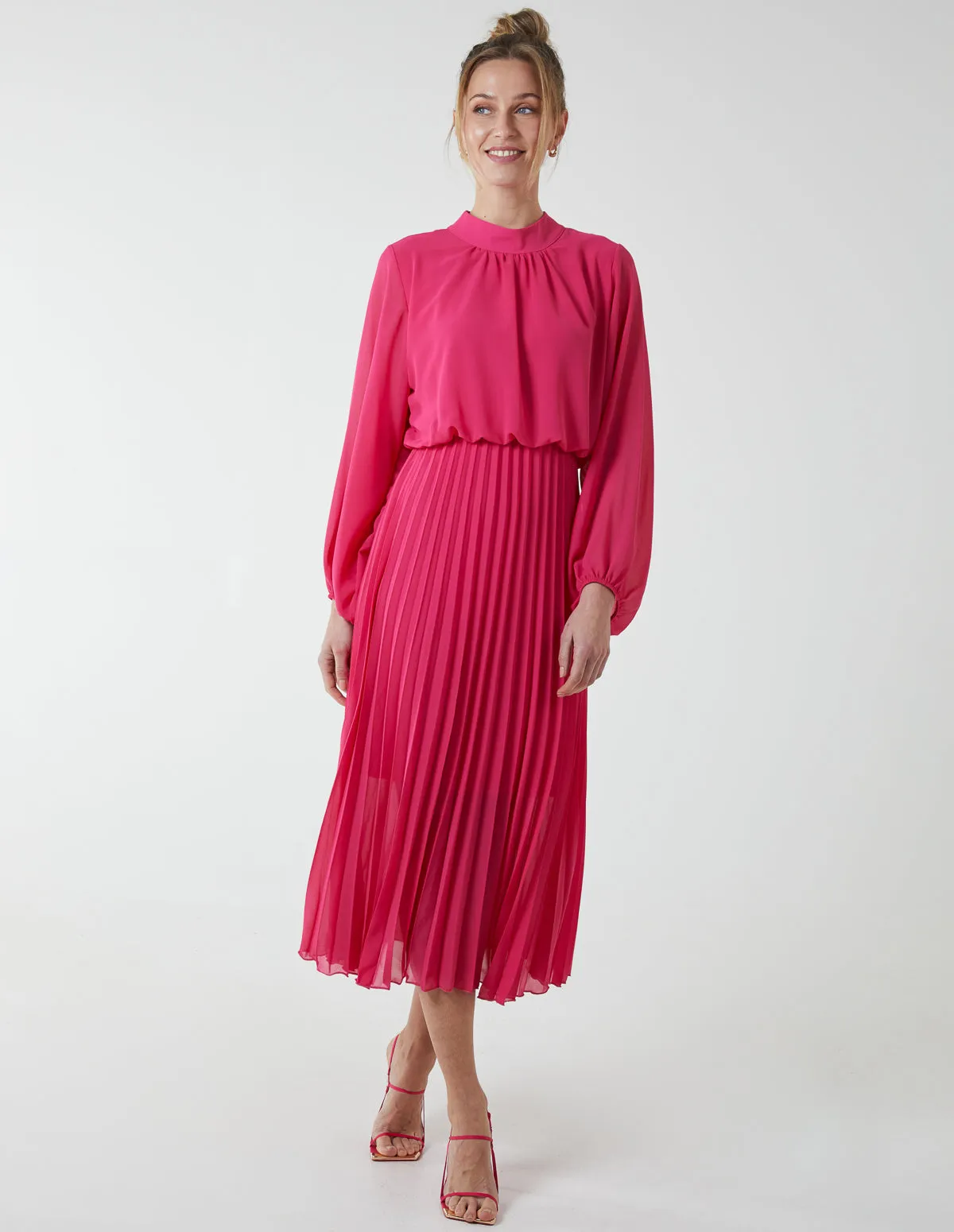 High Neck Pleated Midi Dress sold by Blue Vanilla product image thumbnail 3