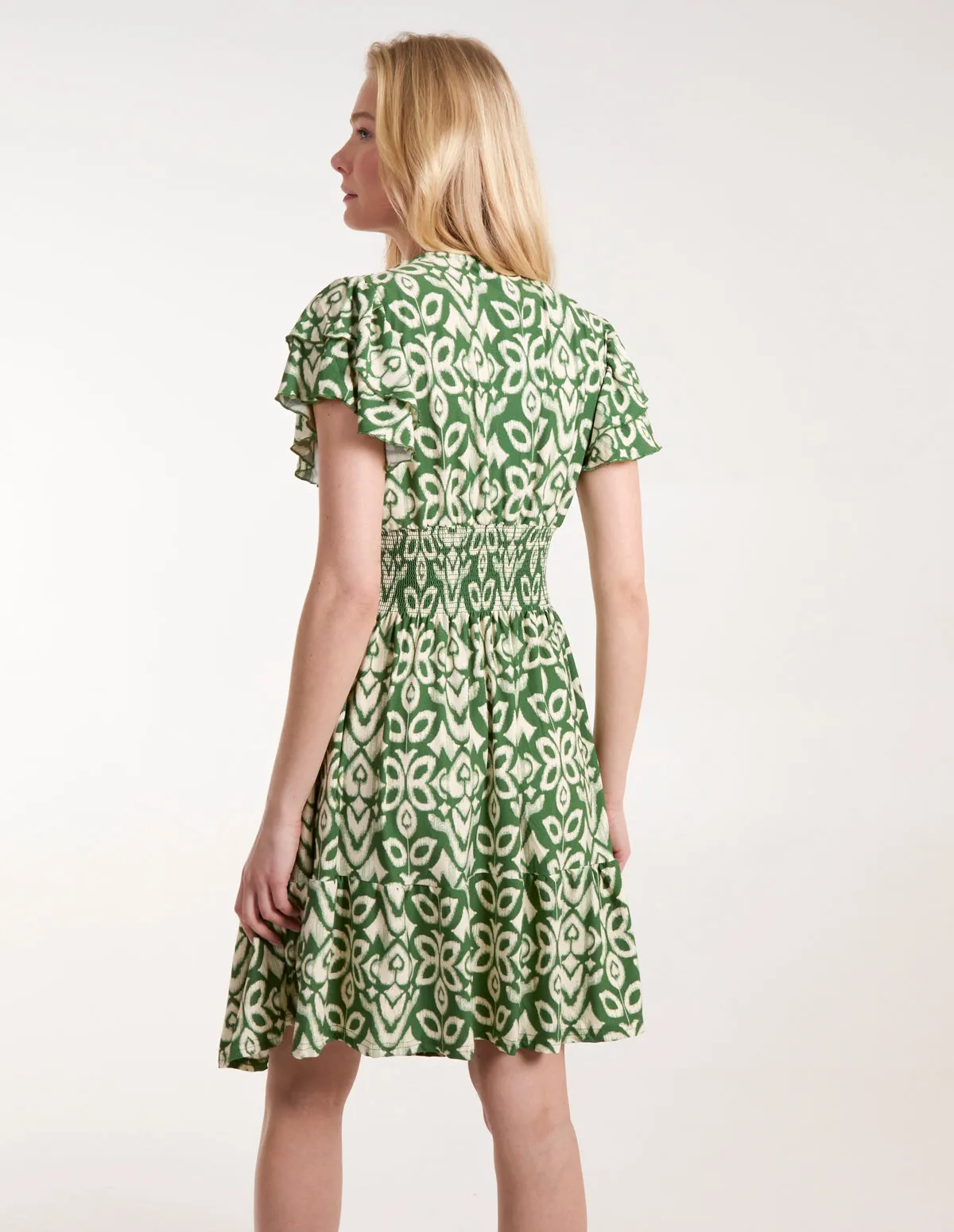 V Neck Mini Dress With Flutter Sleeve sold by Blue Vanilla product image thumbnail 4