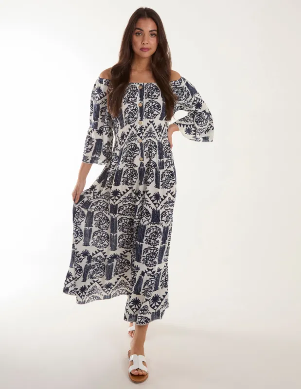 Printed Coconut Button Dress sold by Blue Vanilla