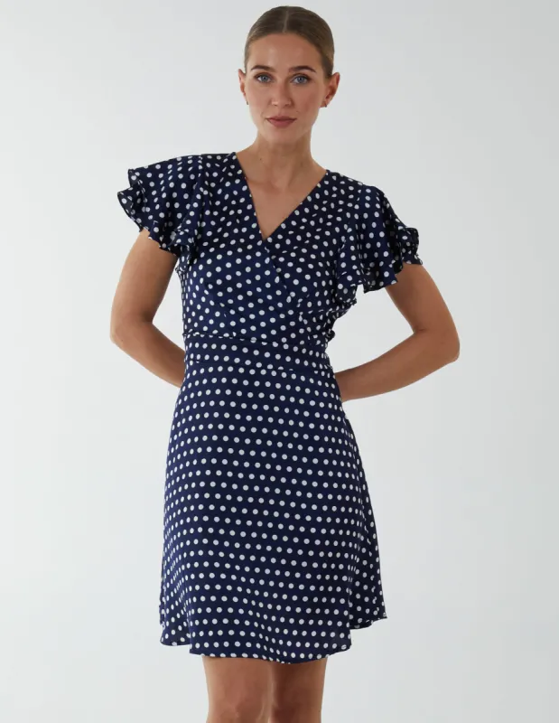 Wrap Ruffle Mini Dress made by Blue Vanilla