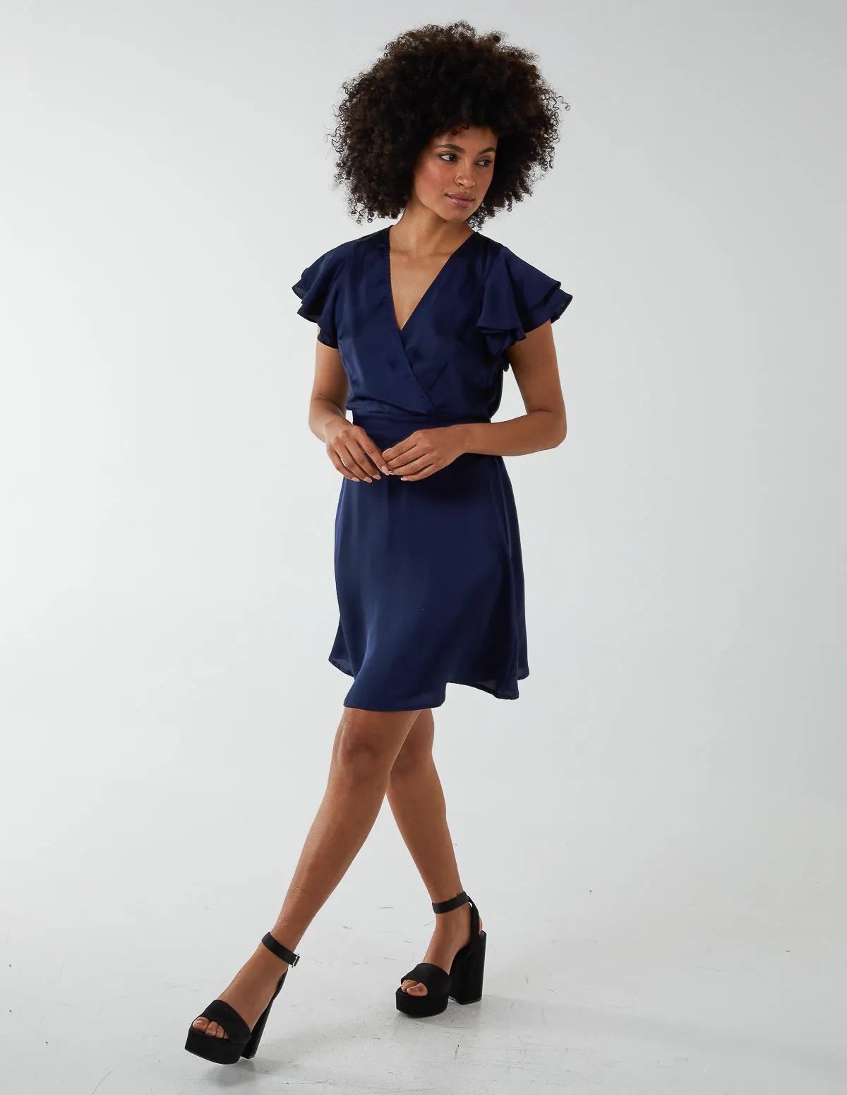 Double Angel Sleeve Wrap Dress sold by Blue Vanilla product image thumbnail 4