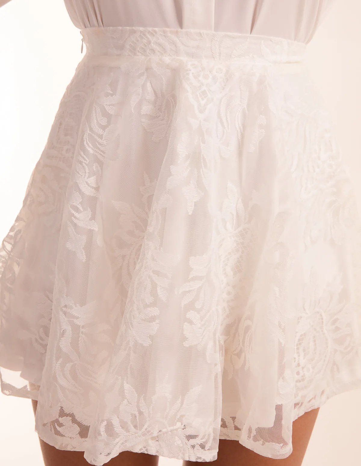 White Embroidered Mesh Skirt sold by Blue Vanilla product image thumbnail 3