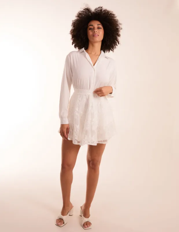 White Embroidered Mesh Skirt sold by Blue Vanilla