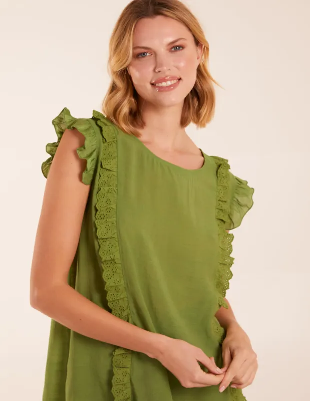 Button Back Frill Top sold by Blue Vanilla