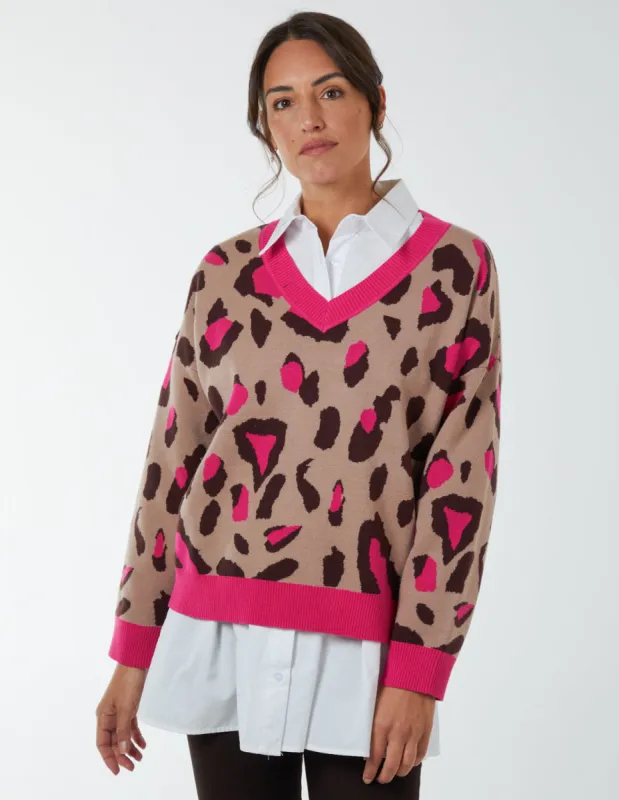 Cheetah Ribbed Detail Jumper sold by Blue Vanilla