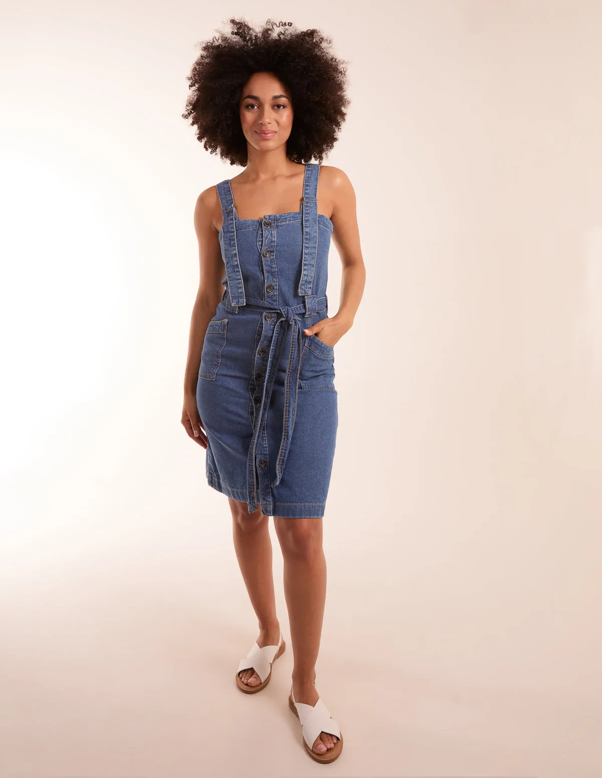 Button Front Pocket Denim Midi Dress sold by Blue Vanilla product image thumbnail 3