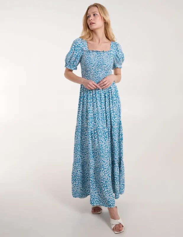Milkmaid Square Neck Short Puff Sleeve Maxi Dress sold by Blue Vanilla