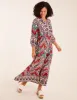 Tiered Notch V Neck Printed Maxi Dress sold by Blue Vanilla