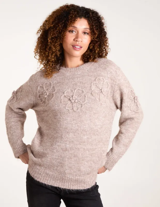 Knit Flower Embroidery Jumper sold by Blue Vanilla
