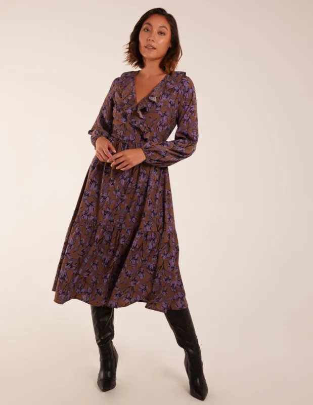 Ruffle Wrap Midi Dress sold by Blue Vanilla