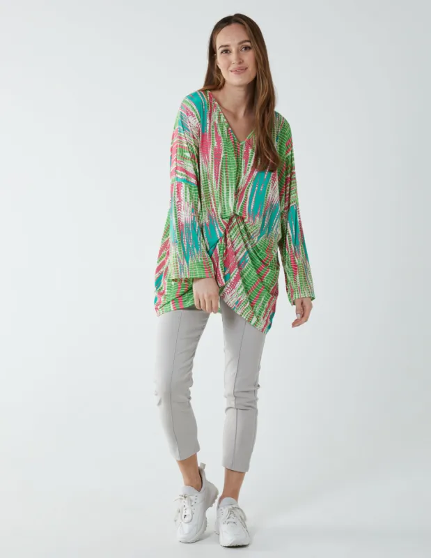 Twist Front Abstract Long Sleeve Top sold by Blue Vanilla