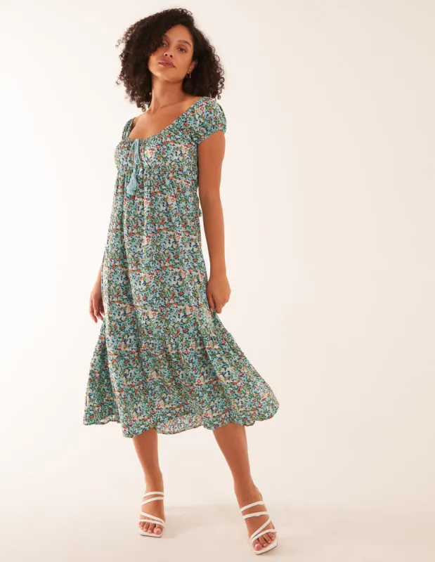 Scoop Neck Milkmaid Midi Dress sold by Blue Vanilla