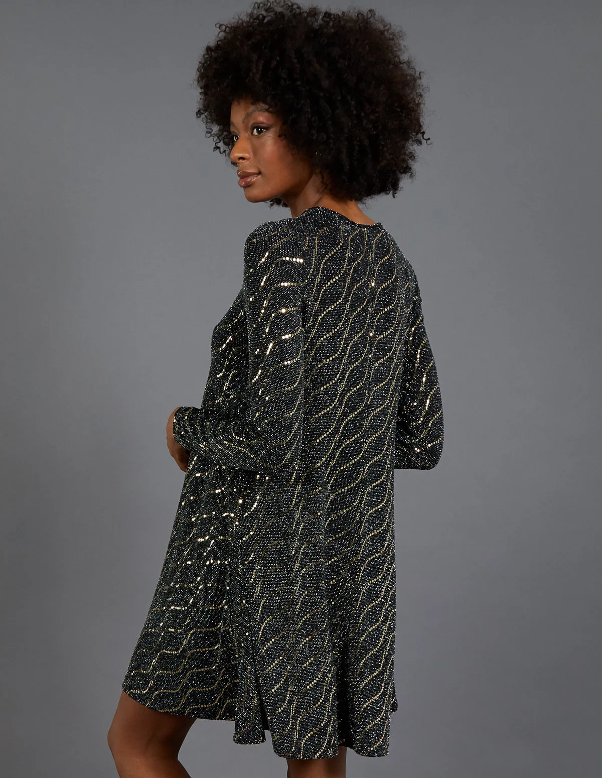 Metallic Mirror Swing Dress sold by Blue Vanilla product image thumbnail 5