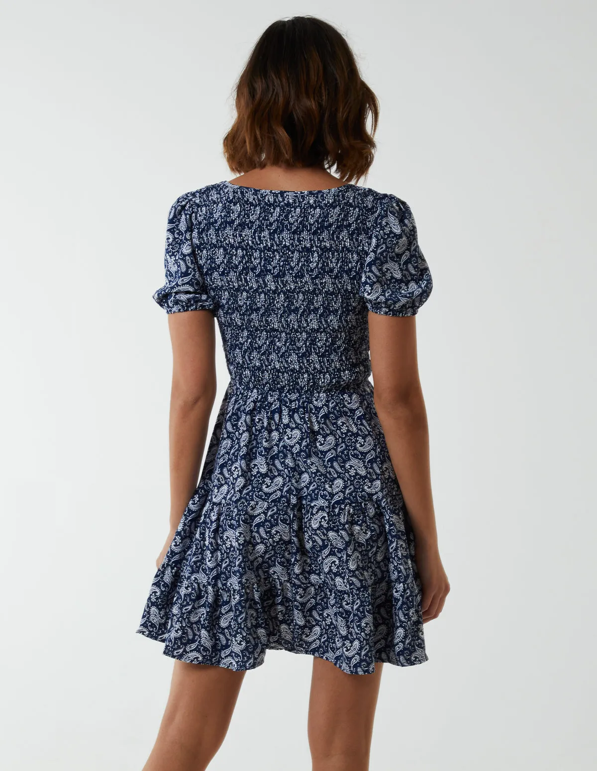 Shirred Bust Mini Dress With Puff Sleeve sold by Blue Vanilla product image thumbnail 4