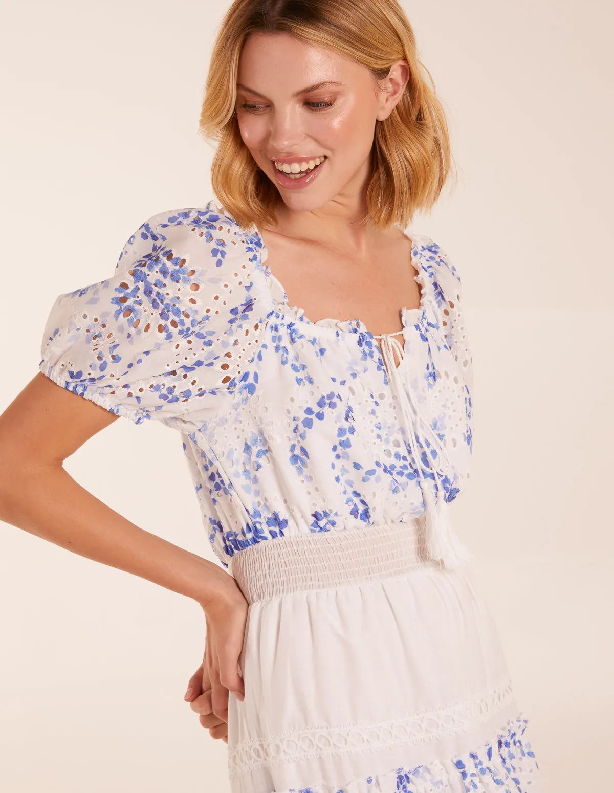 Crochet Printed Tassel Round Neck Maxi Dress sold by Blue Vanilla product image thumbnail 3