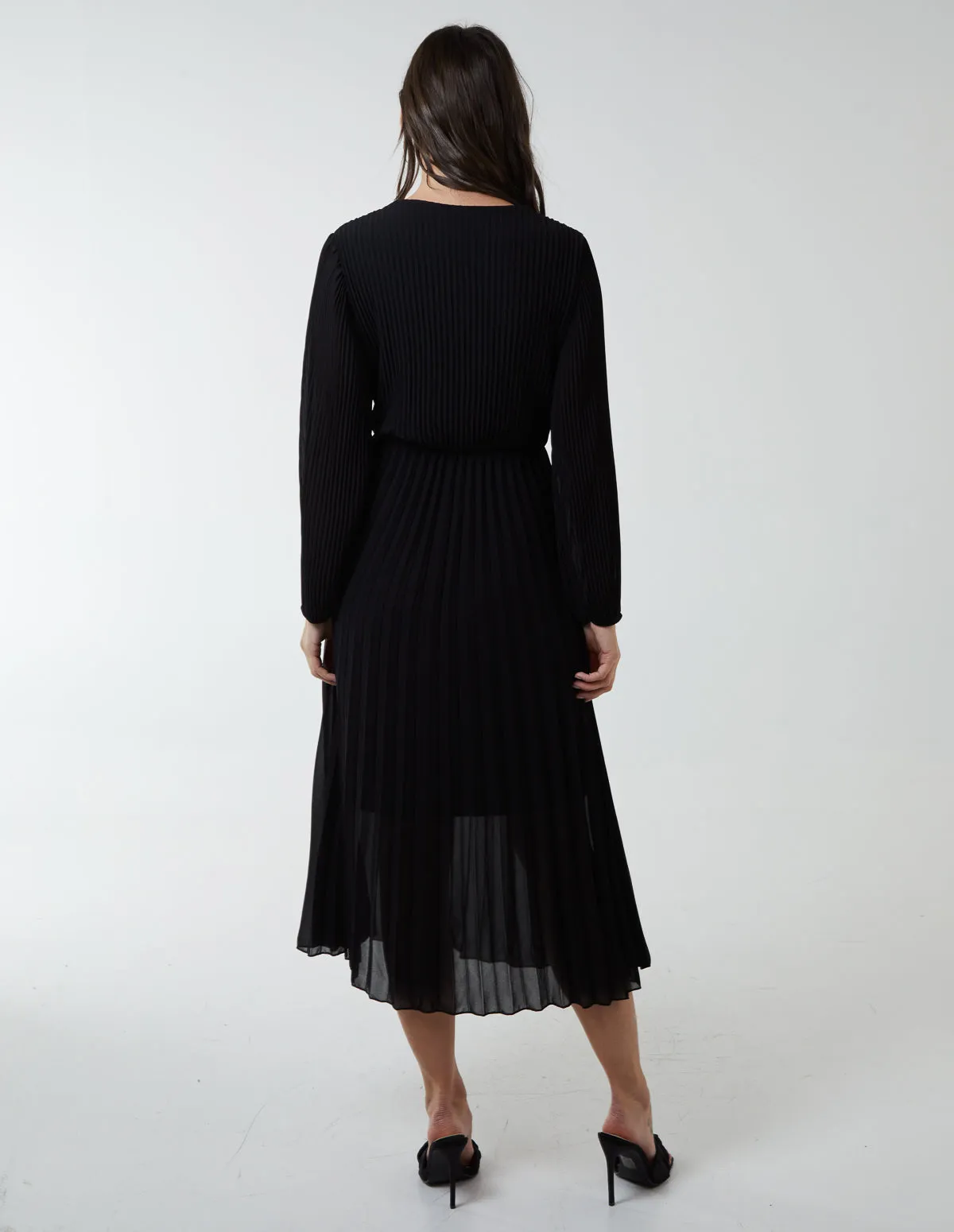 Wrap Front Pleated Midi Dress sold by Blue Vanilla product image thumbnail 4
