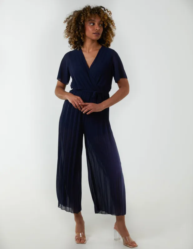 Pleated Wrap Over Jumpsuit made by Blue Vanilla