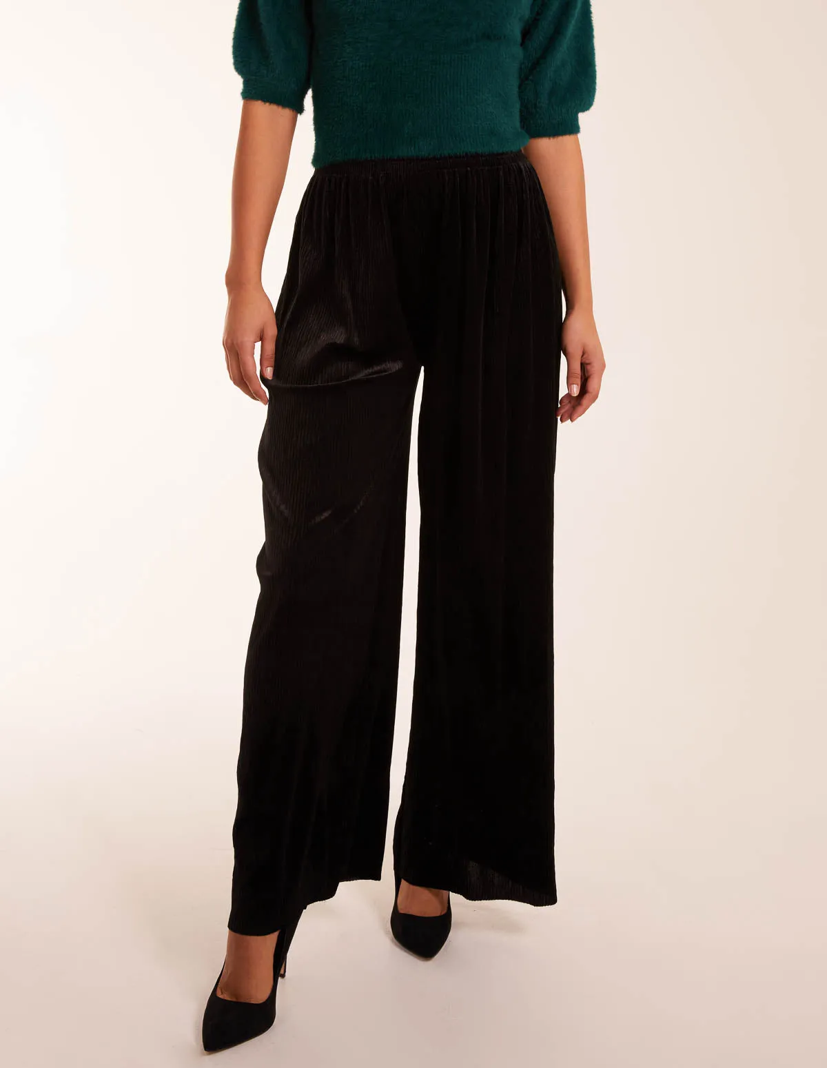 Wide Leg Textured Velour Trouser sold by Blue Vanilla product image thumbnail 2