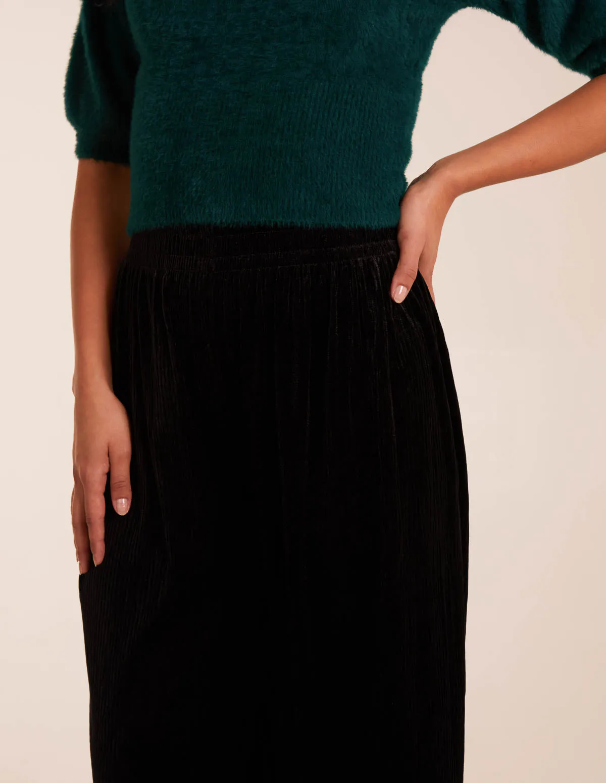 Wide Leg Textured Velour Trouser sold by Blue Vanilla product image thumbnail 4