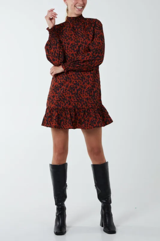 Abstract Print High Neck Mini Smock Dress sold by Blue Vanilla