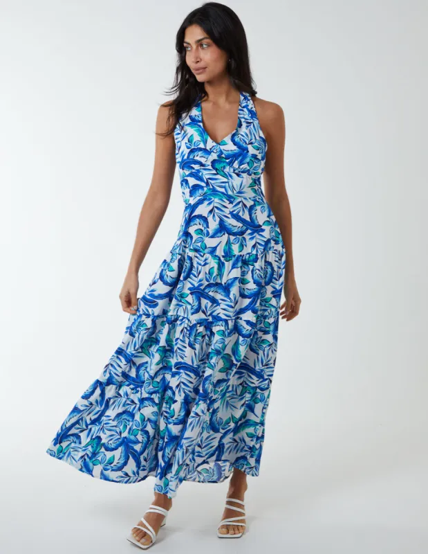 Halter Neck Printed Maxi Dress sold by Blue Vanilla