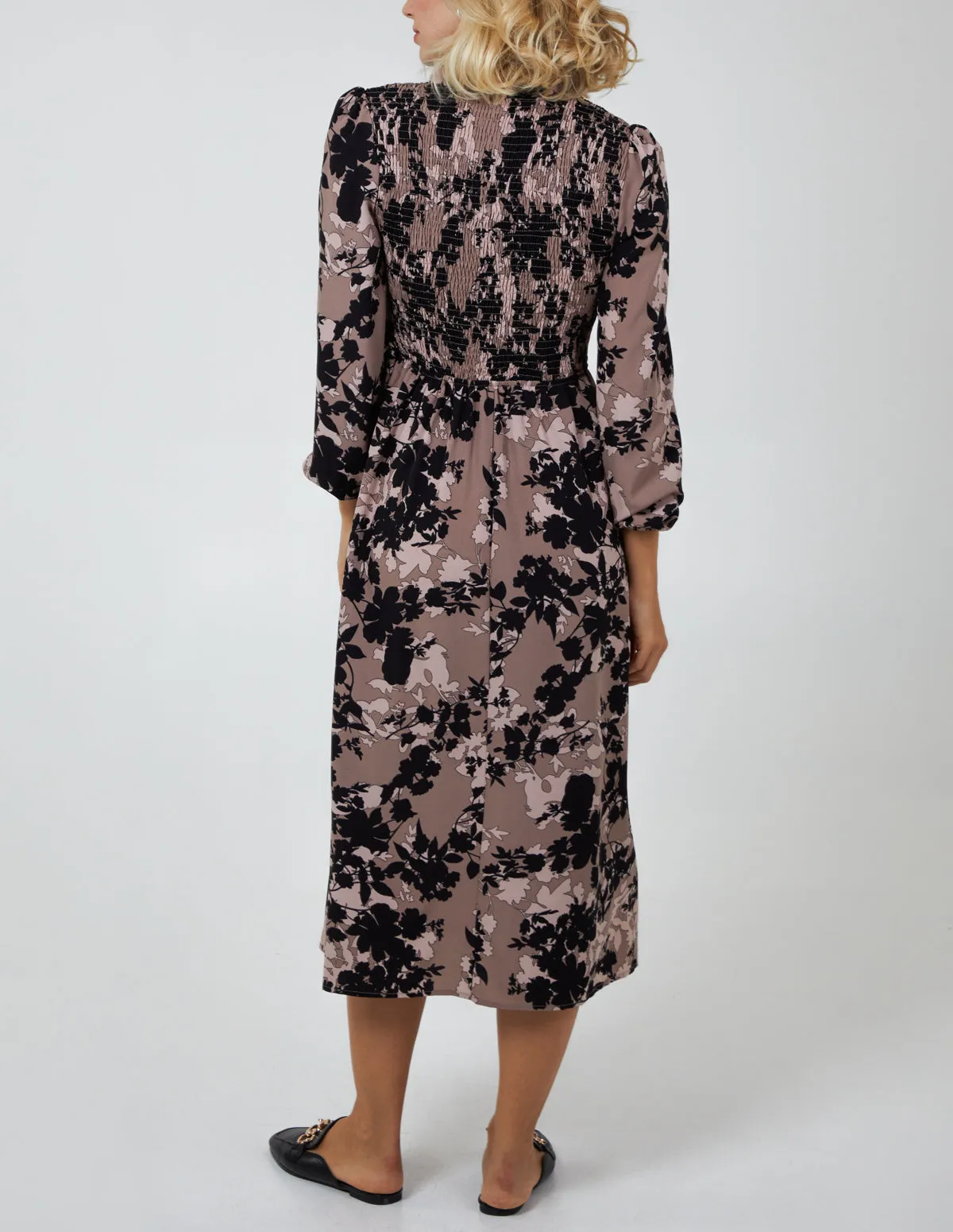 Shirred Bust Wrap Midi Dress sold by Blue Vanilla product image thumbnail 5