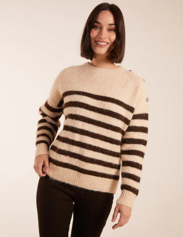 Striped Rib Detail Shoulder Jumper sold by Blue Vanilla