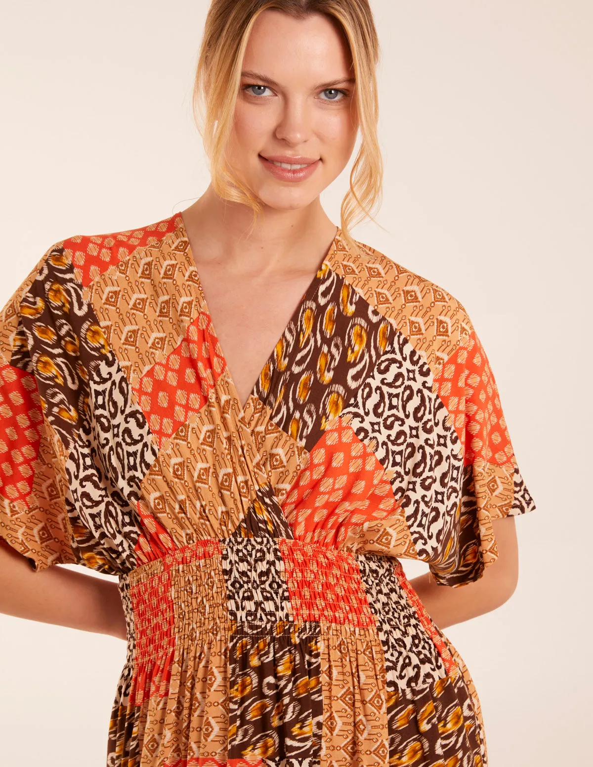 Abstract Pattern V Neck Midi Dress sold by Blue Vanilla product image thumbnail 3