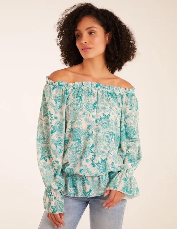 Butterfly Floral Print Gypsy Chiffon Blouse sold by Blue Vanilla