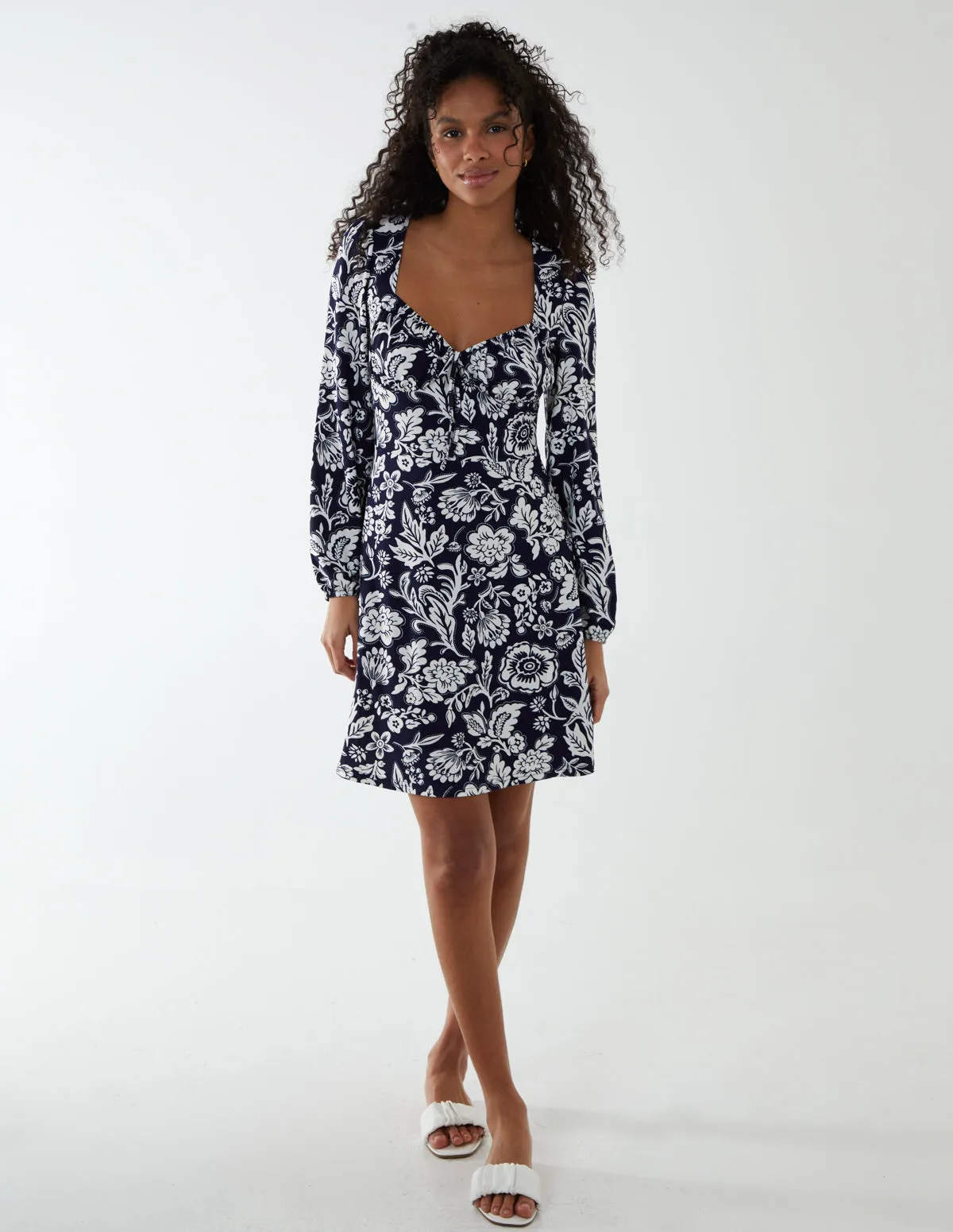 Neck Shirred Mini Tiered Dress sold by Blue Vanilla product image thumbnail 3