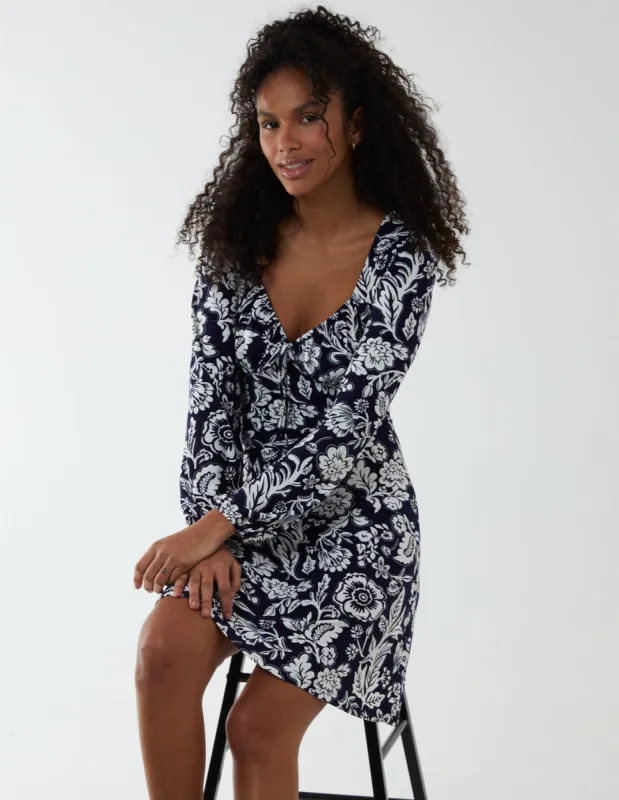 Neck Shirred Mini Tiered Dress sold by Blue Vanilla