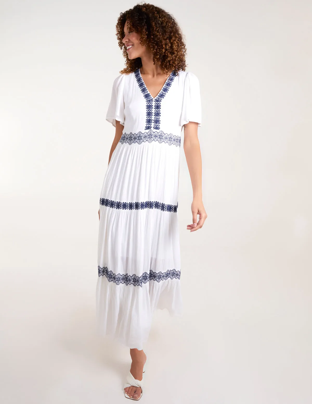 Embroidered Tiered Maxi Dress sold by Blue Vanilla