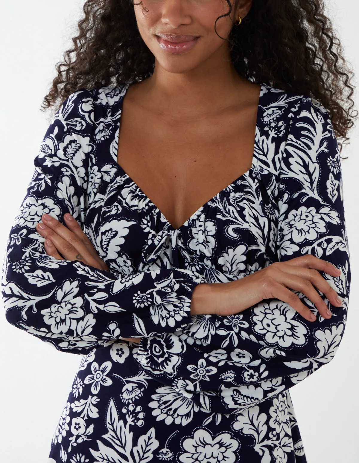 Neck Shirred Mini Tiered Dress sold by Blue Vanilla product image thumbnail 4