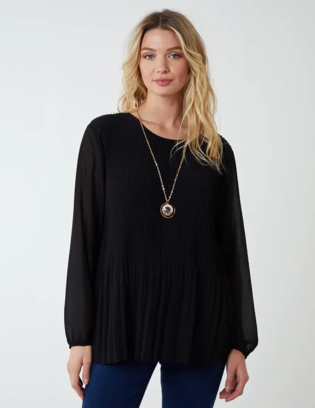 Necklace Pleated Chiffon Top sold by Blue Vanilla