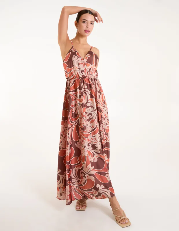 Paisley Printed Satin Wrap Maxi Dress sold by Blue Vanilla