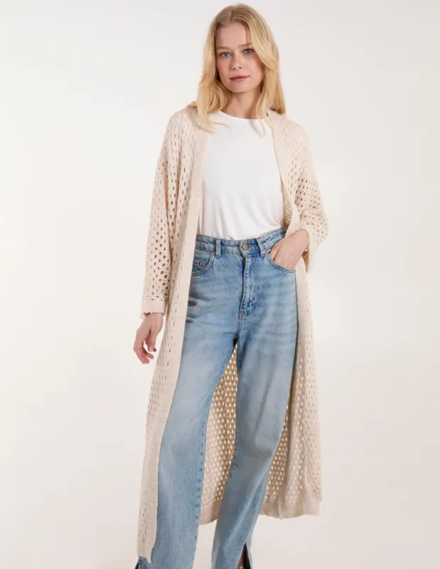 Crochet Batwing Long Knit Cardigan sold by Blue Vanilla