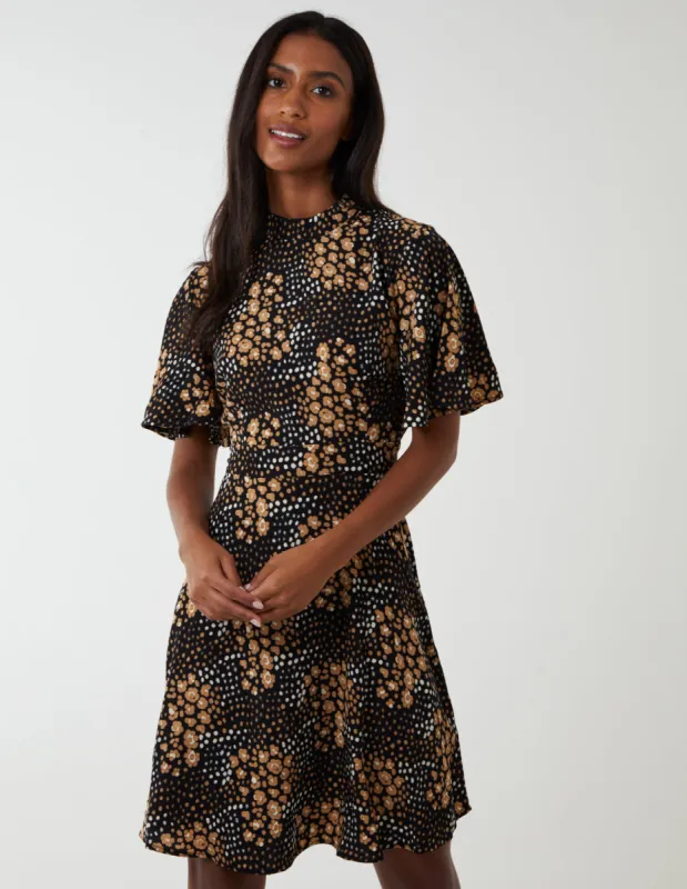Angel Sleeve High Neck Mini Dress sold by Blue Vanilla