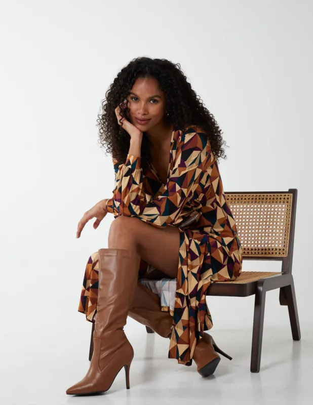 V Neck Ring Detail Midi Dress sold by Blue Vanilla