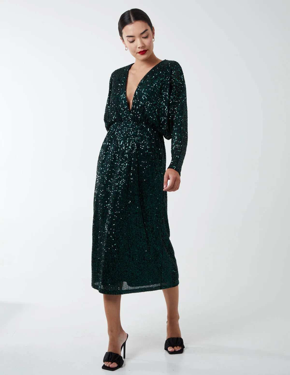 Plunge Batwing Midi Dress sold by Blue Vanilla