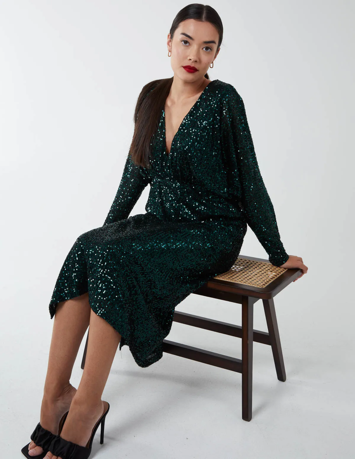 Plunge Batwing Midi Dress sold by Blue Vanilla product image thumbnail 4