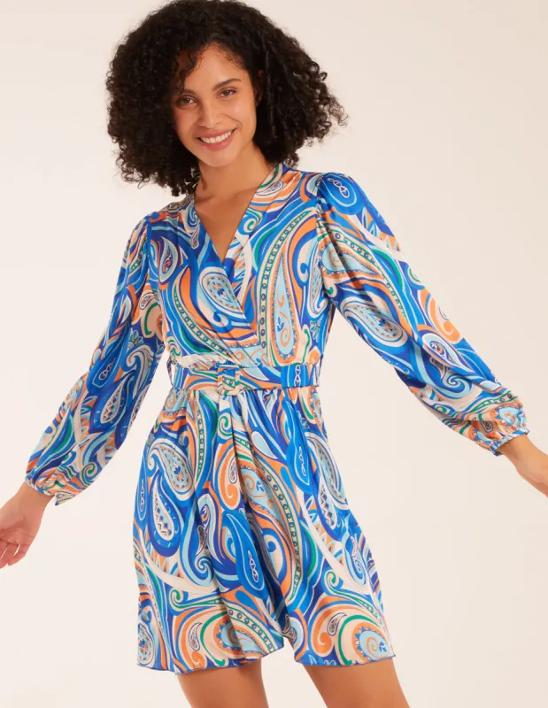 Paisley Print Wrap Front Dress made by Blue Vanilla