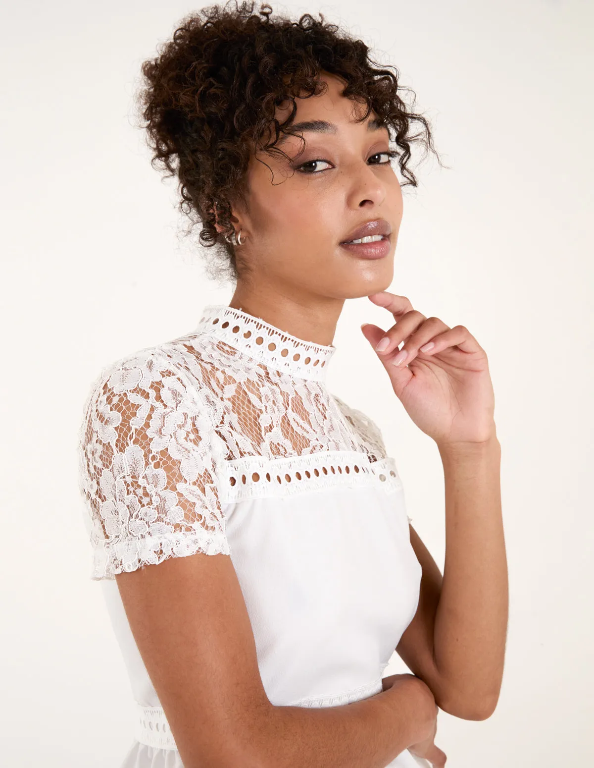 Lace Trimmed Peplum Top sold by Blue Vanilla product image thumbnail 2