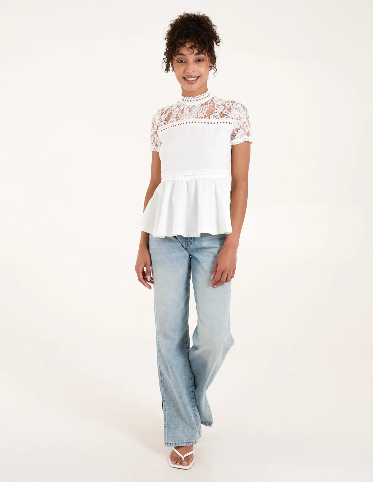 Lace Trimmed Peplum Top sold by Blue Vanilla product image thumbnail 3