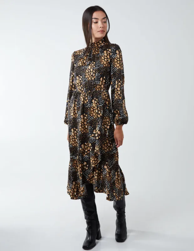 Blouson Elasticated Wrap Midi Dress made by Blue Vanilla