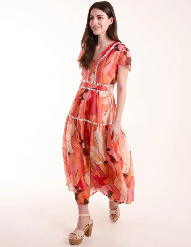 Double Frill V Neck Midi Dress sold by Blue Vanilla